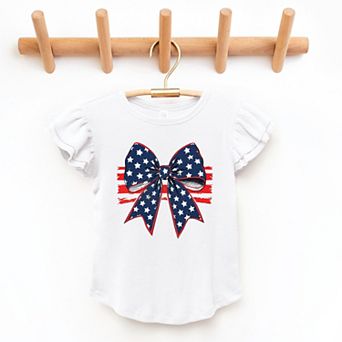 The Juniper Shop Coquette Patriotic Bow Flutter Sleeve Tee