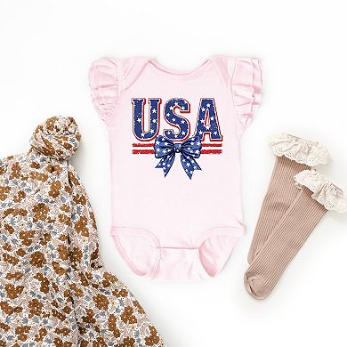 The Juniper Shop Coquette USA Bow Flutter Sleeve Bodysuit