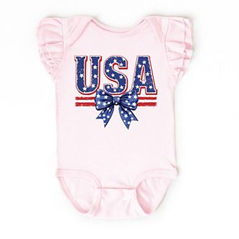 The Juniper Shop Coquette USA Bow Flutter Sleeve Bodysuit