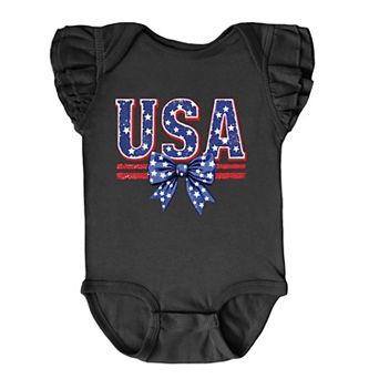 The Juniper Shop Coquette USA Bow Flutter Sleeve Bodysuit