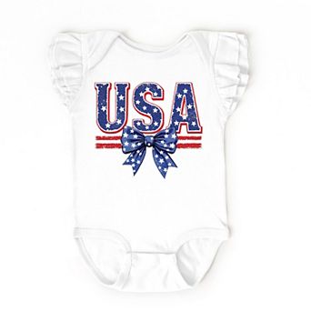 The Juniper Shop Coquette USA Bow Flutter Sleeve Bodysuit