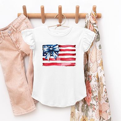 The Juniper Shop USA Flag Coquette Flutter Sleeve Tee