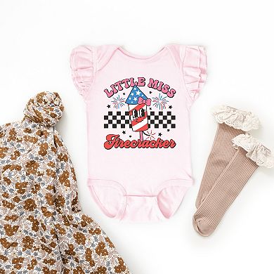The Juniper Shop Little Miss Firecracker Checkered Flutter Sleeve Bodysuit