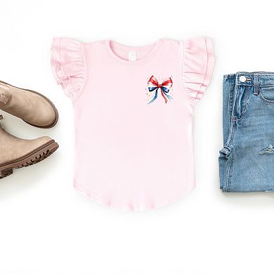 The Juniper Shop Patriotic Bow Star Coquette Flutter Sleeve Tee