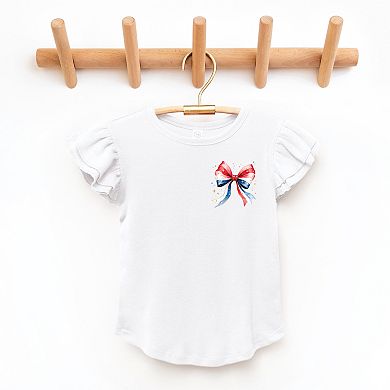 The Juniper Shop Patriotic Bow Star Coquette Flutter Sleeve Tee