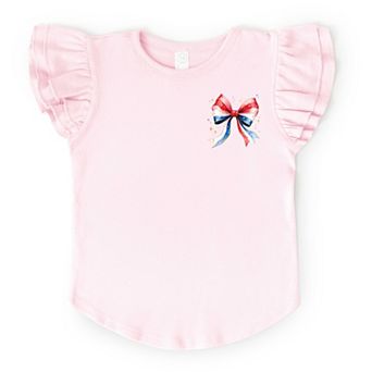 The Juniper Shop Patriotic Bow Star Coquette Flutter Sleeve Tee