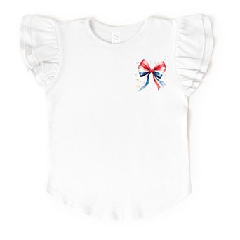 The Juniper Shop Patriotic Bow Star Coquette Flutter Sleeve Tee