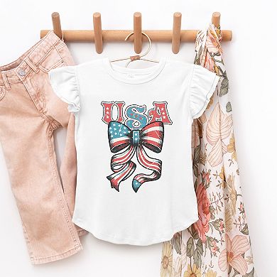 The Juniper Shop Coquette USA Bow Grunge Flutter Sleeve Tee