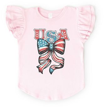 The Juniper Shop Coquette USA Bow Grunge Flutter Sleeve Tee