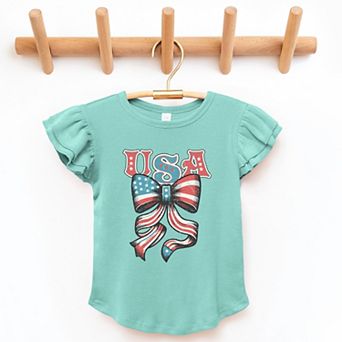 The Juniper Shop Coquette USA Bow Grunge Flutter Sleeve Tee