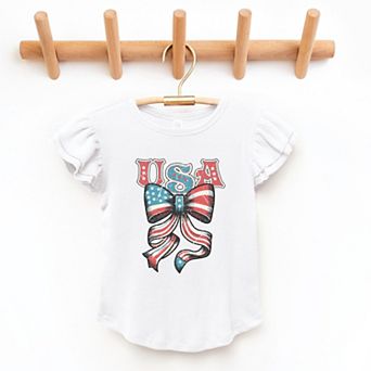 The Juniper Shop Coquette USA Bow Grunge Flutter Sleeve Tee