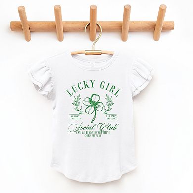 Lucky Girl Social Club Clover - Flutter Sleeve Graphic T-Shirt