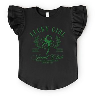 Lucky Girl Social Club Clover - Flutter Sleeve Graphic T-Shirt