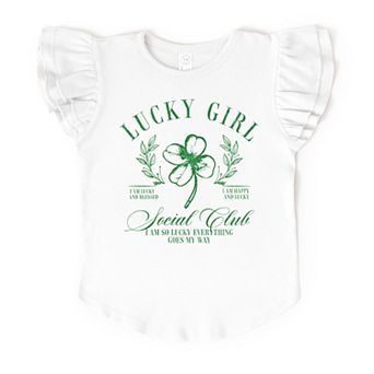 Lucky Girl Social Club Clover - Flutter Sleeve Graphic T-Shirt