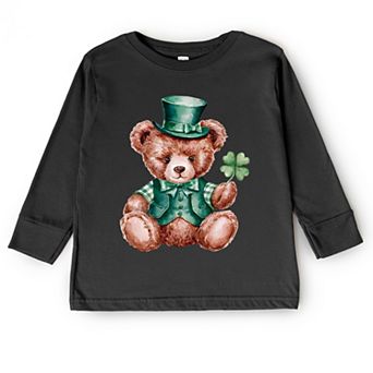St. Patrick's Bear Clover - Toddler Long Sleeve Graphic Tee