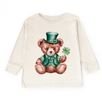 St. Patrick's Bear Clover - Toddler Long Sleeve Graphic Tee