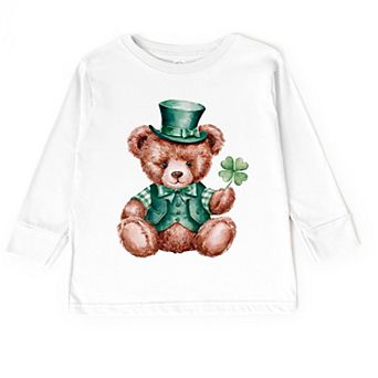 St. Patrick's Bear Clover - Toddler Long Sleeve Graphic Tee