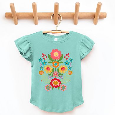 The Juniper Shop Folk Art Florals Distressed Flutter Sleeve Tee