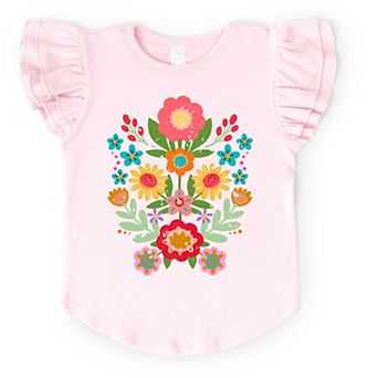 The Juniper Shop Folk Art Florals Distressed Flutter Sleeve Tee