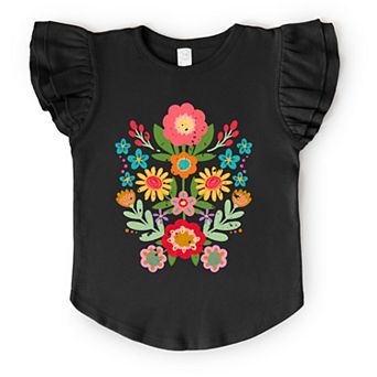 The Juniper Shop Folk Art Florals Distressed Flutter Sleeve Tee