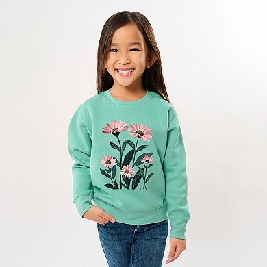 The Juniper Shop Pink Daisies Watercolor Youth Sweatshirt