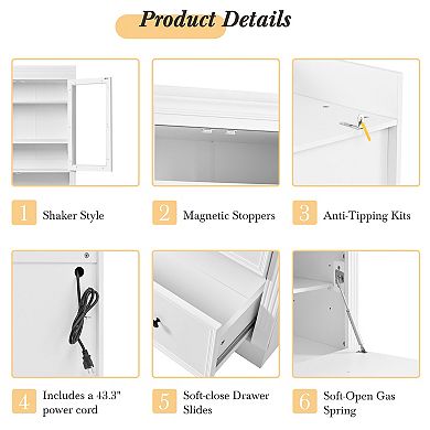 Merax Freestanding Kitchen Pantry Storage Cabinet, Multifunctional Cupboard with 3 Drawers