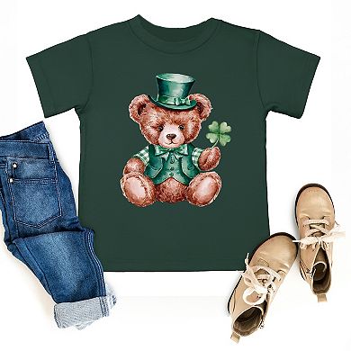 St. Patrick's Bear Clover - Toddler Short Sleeve Graphic T-Shirt