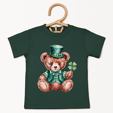 St. Patrick's Bear Clover - Toddler Short Sleeve Graphic T-Shirt