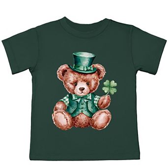 St. Patrick's Bear Clover - Toddler Short Sleeve Graphic T-Shirt