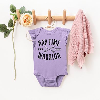 The Juniper Shop Nap Time Warrior Flutter Sleeve Bodysuit