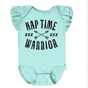 The Juniper Shop Nap Time Warrior Flutter Sleeve Bodysuit