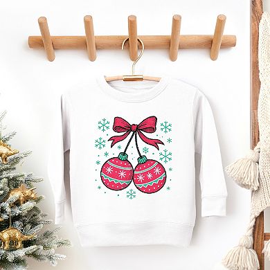 Christmas Ornaments Sketched Snowflakes - Toddler Graphic Sweatshirt
