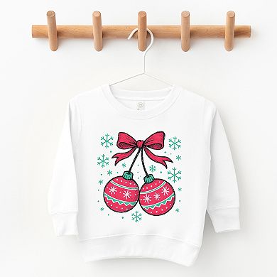 Christmas Ornaments Sketched Snowflakes - Toddler Graphic Sweatshirt
