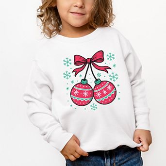 Christmas Ornaments Sketched Snowflakes - Toddler Graphic Sweatshirt