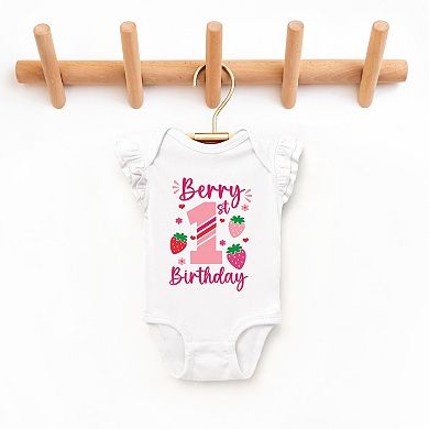 The Juniper Shop Berry 1st Birthday Flutter Sleeve Bodysuit