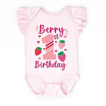 The Juniper Shop Berry 1st Birthday Flutter Sleeve Bodysuit