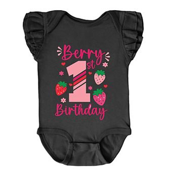 The Juniper Shop Berry 1st Birthday Flutter Sleeve Bodysuit