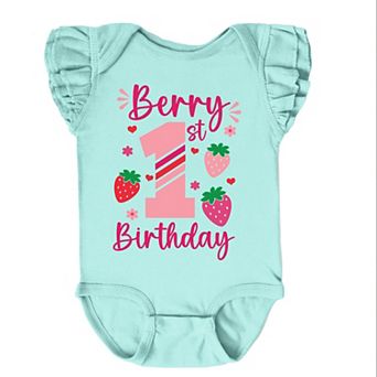 The Juniper Shop Berry 1st Birthday Flutter Sleeve Bodysuit