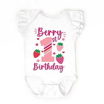 The Juniper Shop Berry 1st Birthday Flutter Sleeve Bodysuit