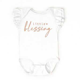 The Juniper Shop Little Blessing Heart Flutter Sleeve Bodysuit