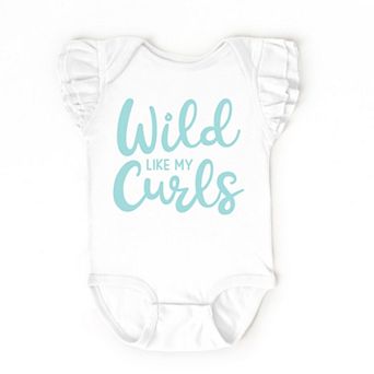 The Juniper Shop Wild Like My Curls Flutter Sleeve Bodysuit