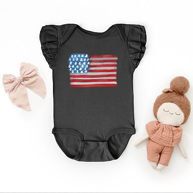 The Juniper Shop American Flag Smudged Flutter Sleeve Bodysuit