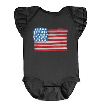 The Juniper Shop American Flag Smudged Flutter Sleeve Bodysuit