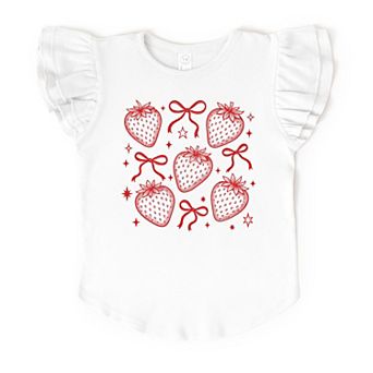 The Juniper Shop Coquette Strawberry Chart Flutter Sleeve Tee