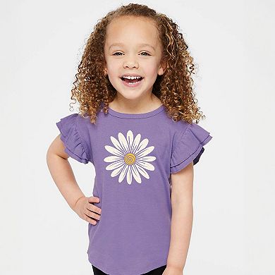 The Juniper Shop White Daisy Flutter Sleeve Tee