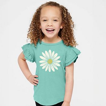 The Juniper Shop White Daisy Flutter Sleeve Tee