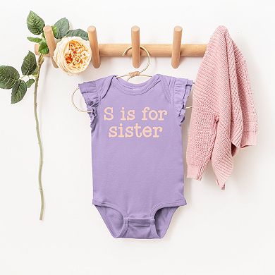 The Juniper Shop S Is For Sister Flutter Sleeve Bodysuit