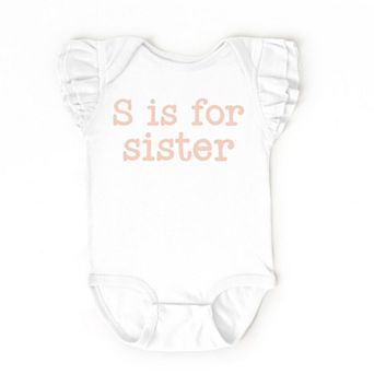 The Juniper Shop S Is For Sister Flutter Sleeve Bodysuit