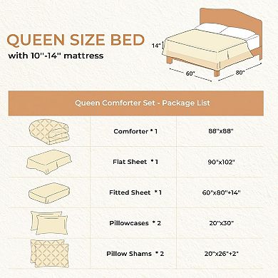 Great Ambitions Comforter Set,7 Piece Bed in a Bag,Pintuck Bedding Sets for All Season