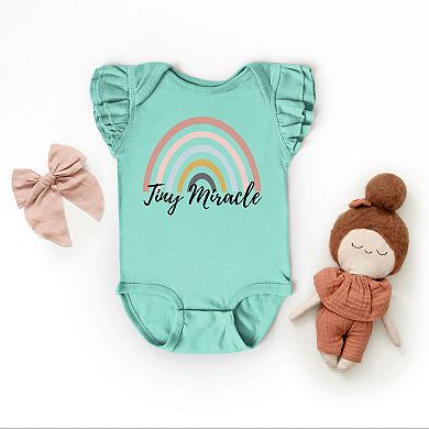 The Juniper Shop Tiny Miracle Rainbow Flutter Sleeve Bodysuit